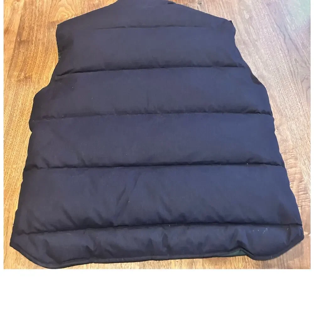 Eddie Bauer Goose Down Puffer Vest Men's Large Navy Blue Pockets‎ Vintage Zip Up